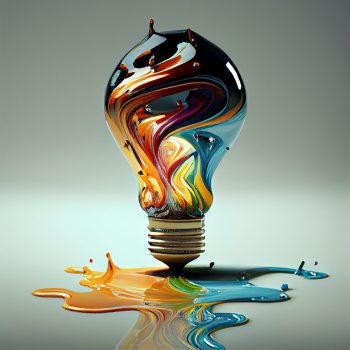 creative bulb with paint colors ,generative artificial intelligence